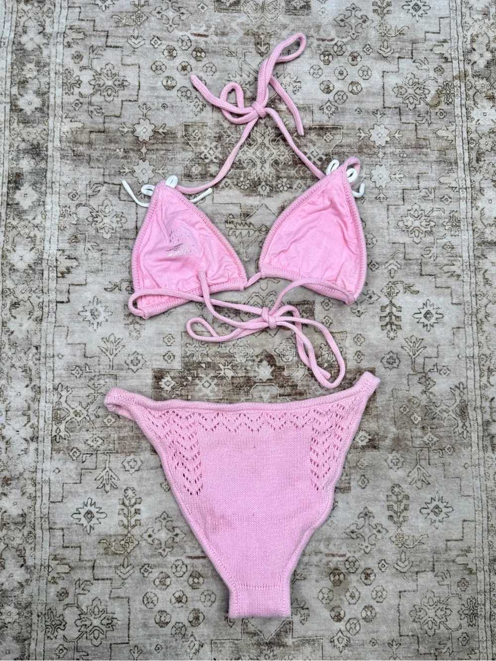 Frankies Bikinis x Guizio Tide Knit Top in Slipper Pink NWOT